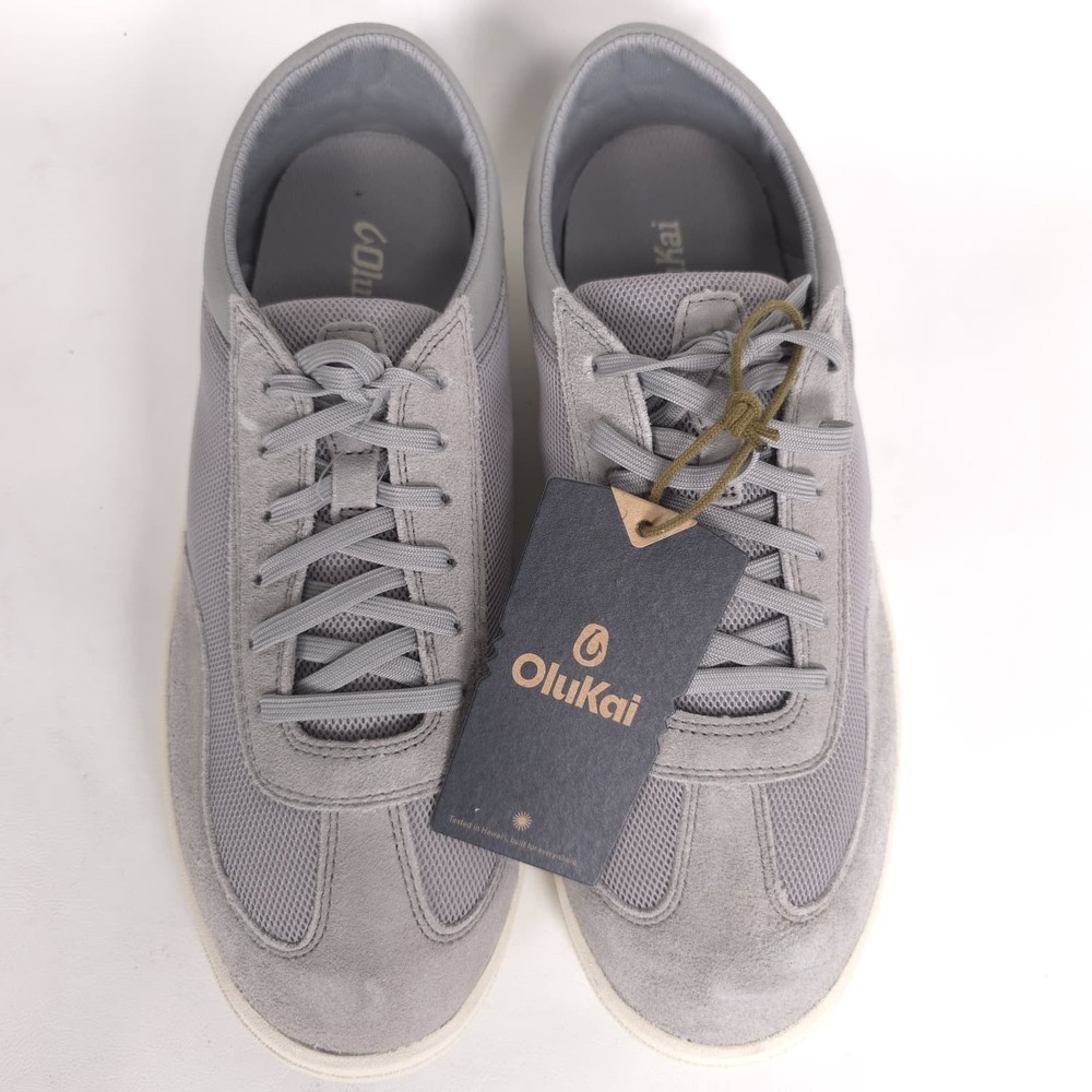 OLUKAI PUNINI New Gray Suede LEATHER Mesh Sneakers‎ Casual Comfort Men's 10 Ash